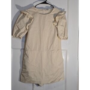 English Factory Cream Ruffle Puff Sleeve Romper JJ1104P Tan Beige Medium
